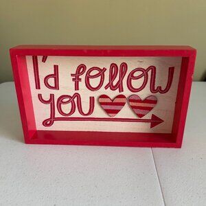 I'D FOLLOW YOU Valentines Day decoration Love hearts glitter Valentine decor